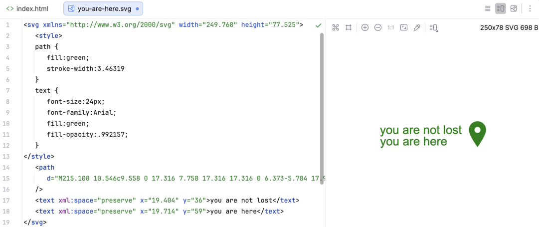 Screenshot einer SVG-Datei in PHPStorm